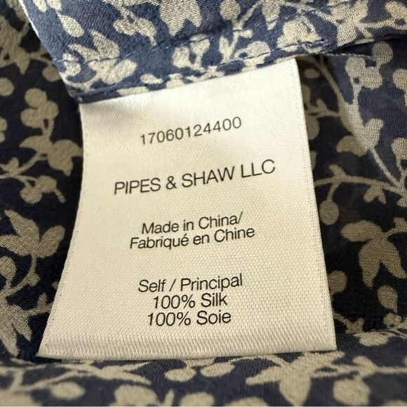 Veronica Beard Blouse Sz 4 Blue White Floral V Neck Long Sleeve Sheer Silk Boho - Picture 12 of 15